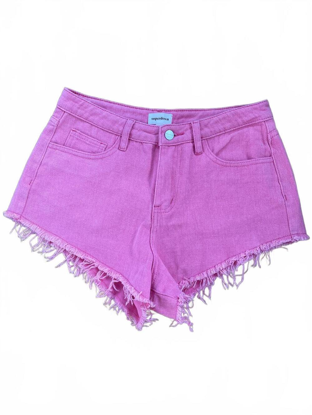 Superdown Barbie Pink Cutoff Denim Booty Shorts Size 27